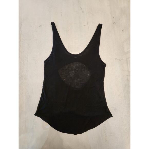 Alo Tops - Alo Yoga Black Ribbed Tank Women's Open Back